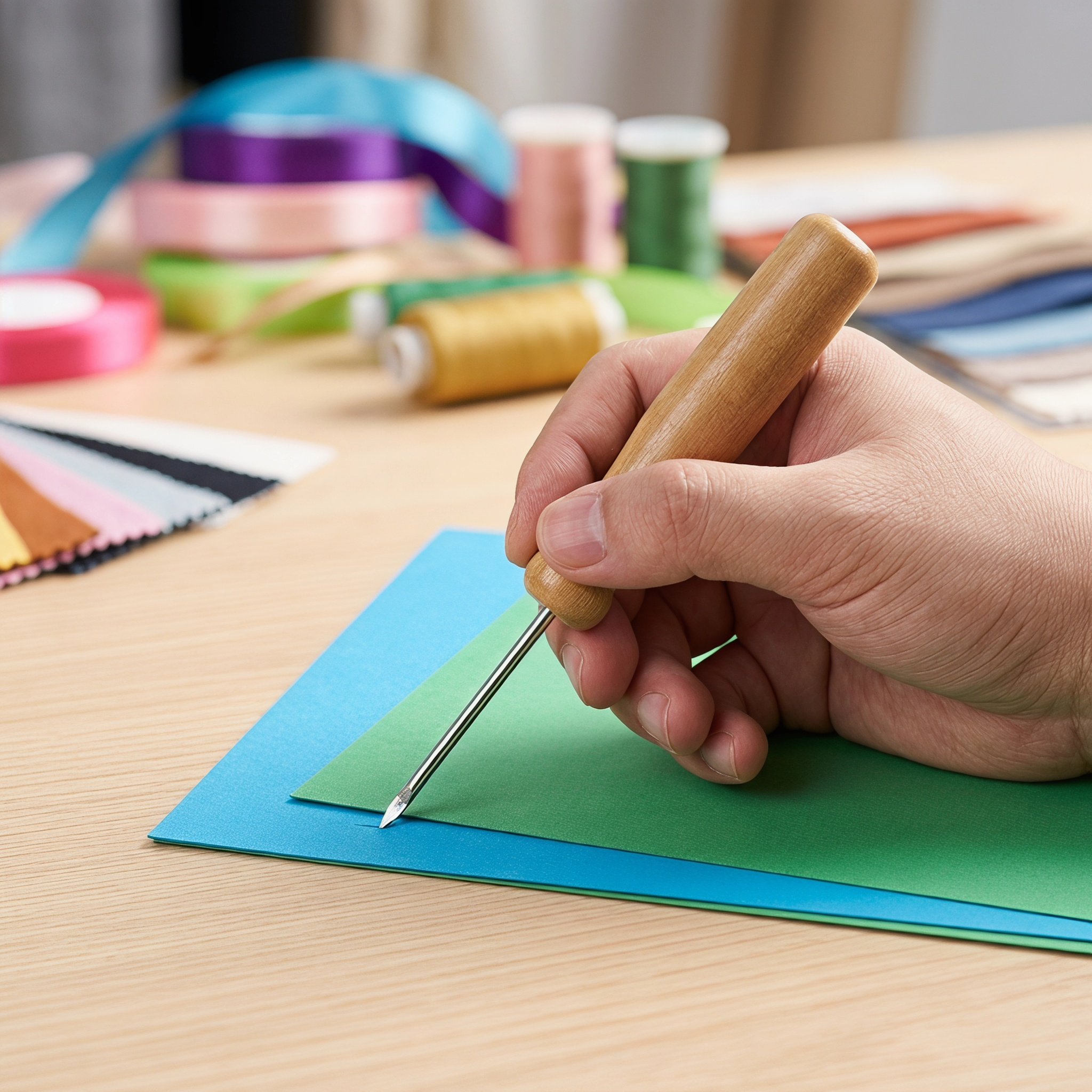 Bookbinding Supply Kit - ชุดเครื่องมือเย็บหนังสือ 1 ชุด พร้อมเหล็กเจาะหนังสือแบบหนัก ด้ายเย็บมือ 300