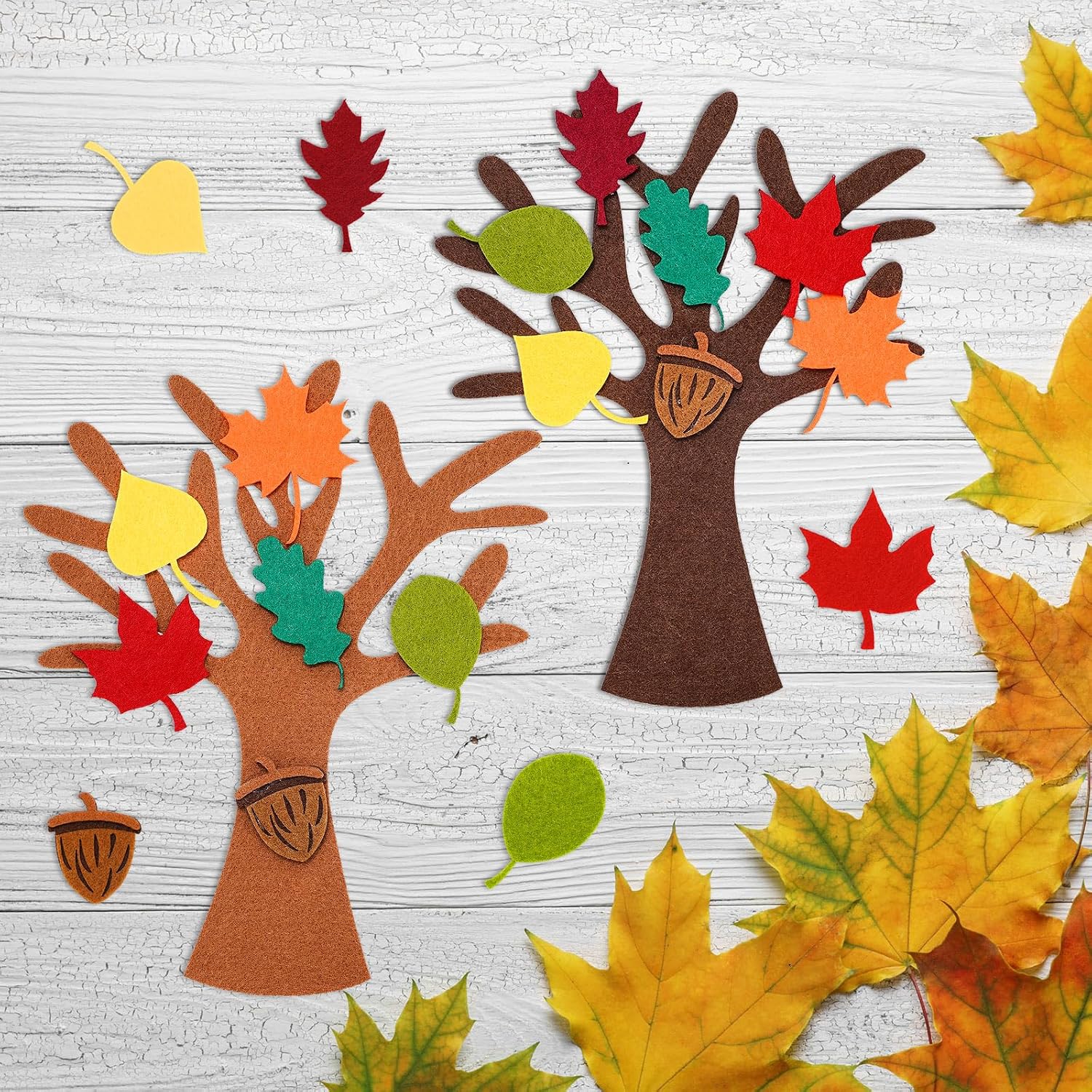Art And Craft Autumn - ชุดงานฝีมือทำต้นไม้แห่งความกตัญญู 96 ชิ้น พร้อมใบเมเปิลและต้นไม้ฤดูใบไม้ร่วง สำหรับงานศิลปะ DIY