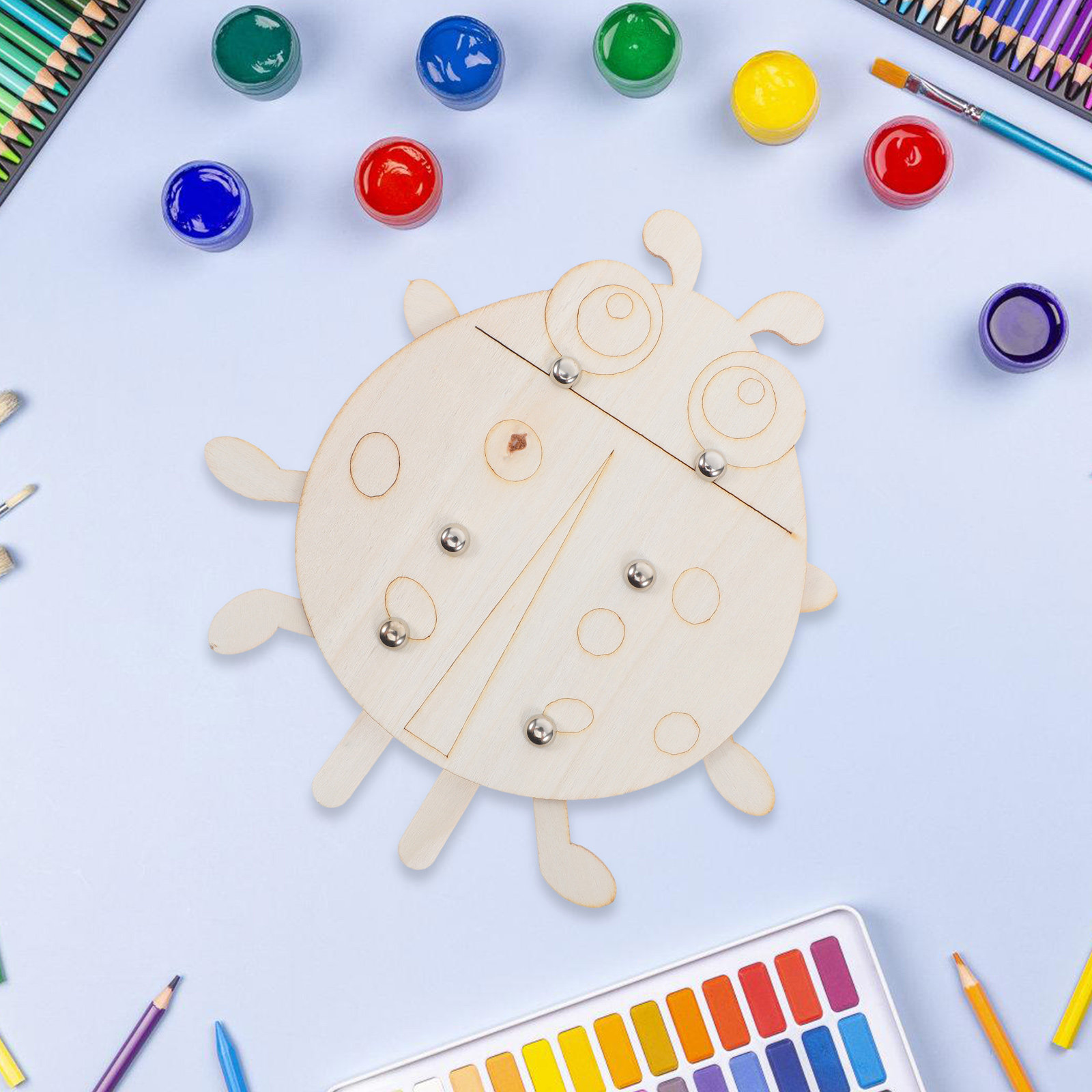 Art Craft Ladybug - ชุดงานฝีมือ DIY รูปเต่าทองไม้ดิบ 6 ชิ้น สำหรับเด็ก