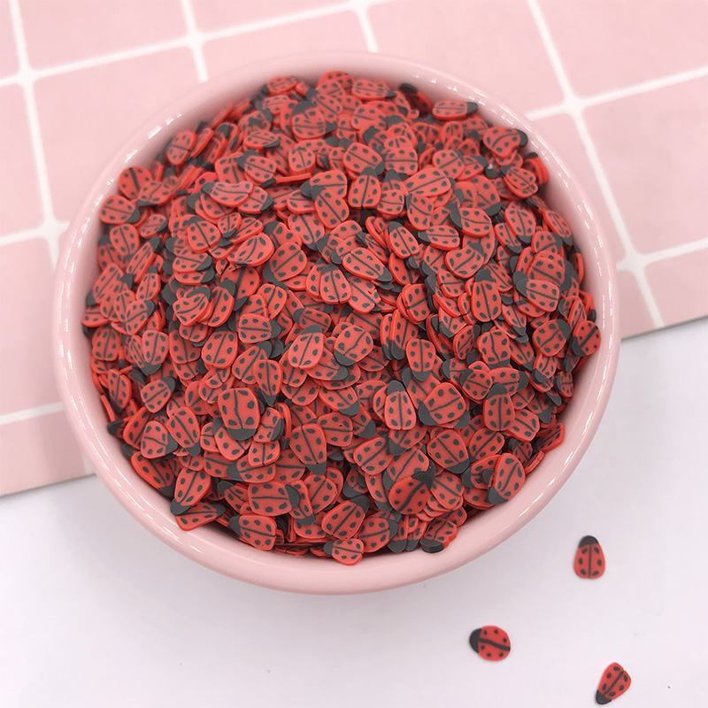 Art Craft Ladybug - 50 กรัม/ล็อตน่ารักLadybug Sliceสัตว์Polymer Clay SprinklesสำหรับSlimeบรรจุอุปกรณ์เสริมDIYเล็บตกแต่งศิลปะหัตถกรรม 5mm