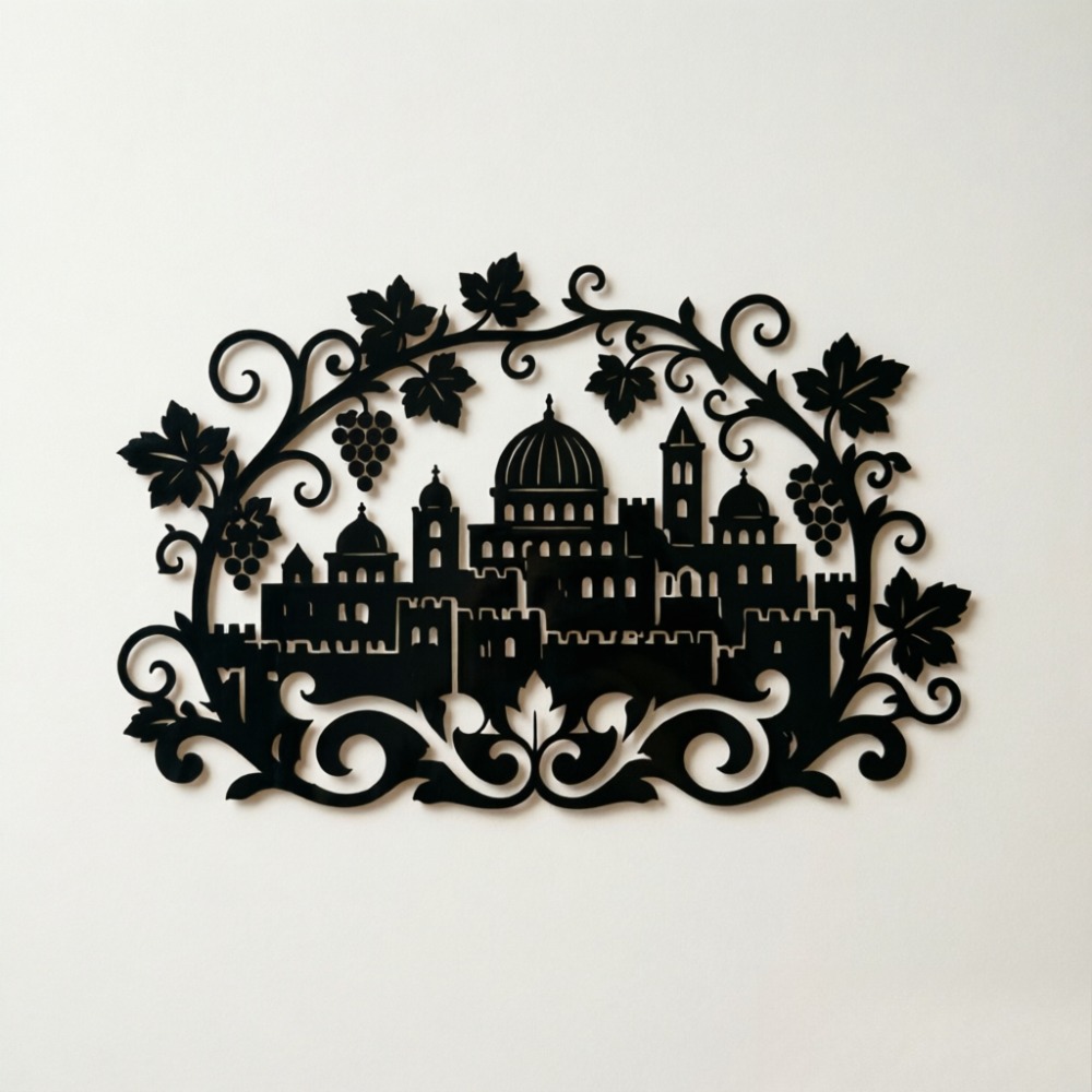 Art & Craft Voucher Code - CIFBUY ป้ายโลหะตกแต่งผนังลายเส้นขอบเมืองเยรูซาเล็มและไร่องุ่น สำหรับตกแต่งบ้าน ห้องนั่งเล่น ห้องนอน สำนักงาน