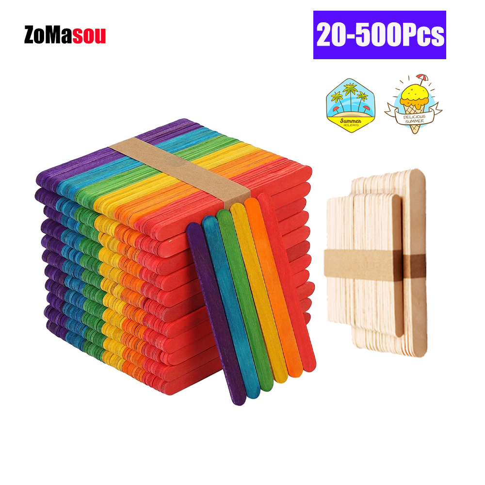 Eco Art Craft - 20/100/500 PCS Ice Cream Popsicle Sticks