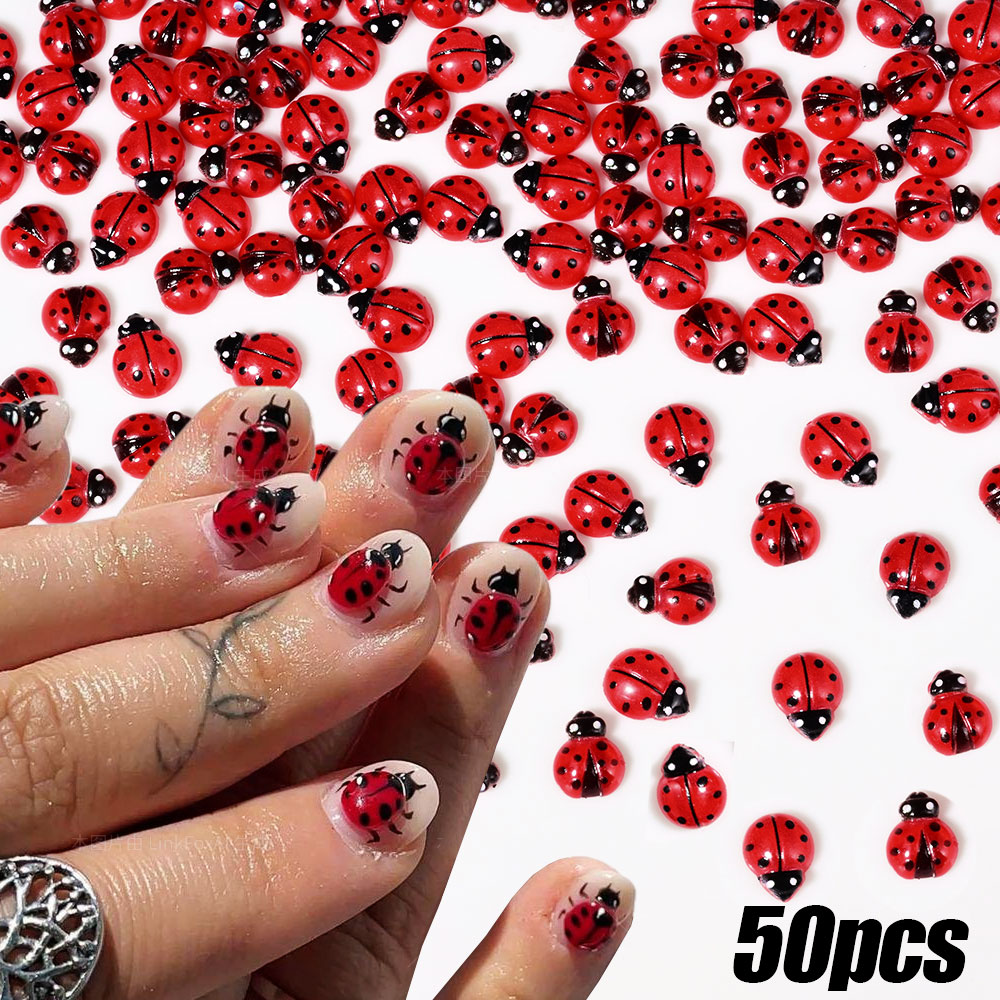 50 ชิ้น 3D เรซิ่นสีแดง Ladybug - Art Craft Ladybug บทวิจารณ์และราคา