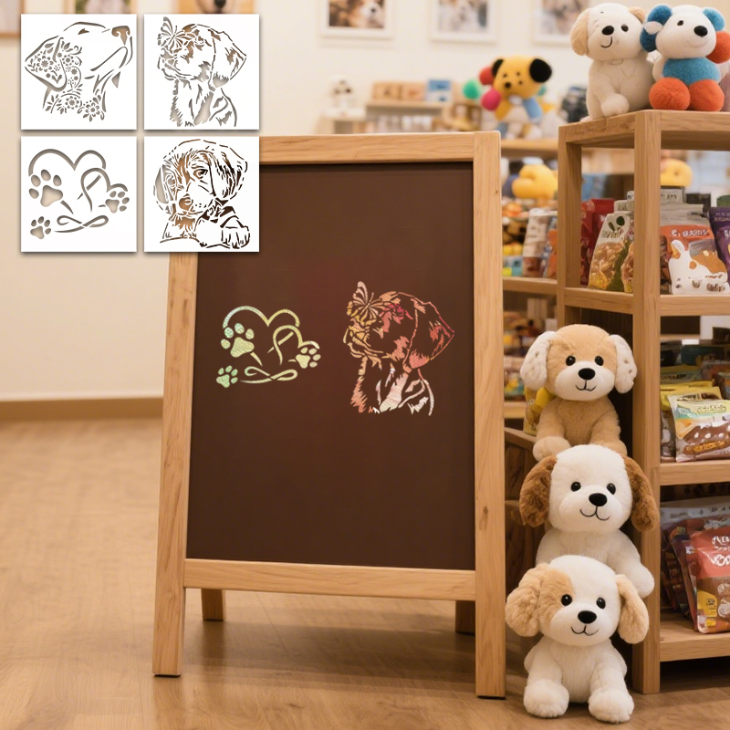 YOMDID 4pcs สุนัขภาพวาด Hollow - Art Craft Love บทวิจารณ์และราคา